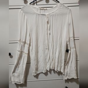 Bohemian Off White Long Sleeve Top
